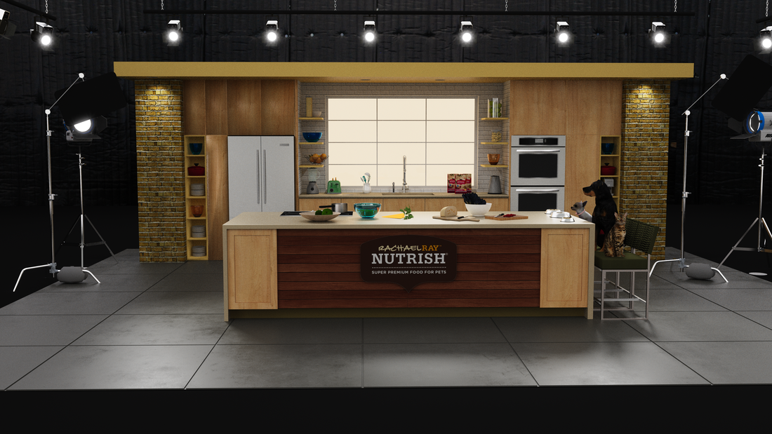 illustration of Rachel Ray TV set for Nutrish commercial